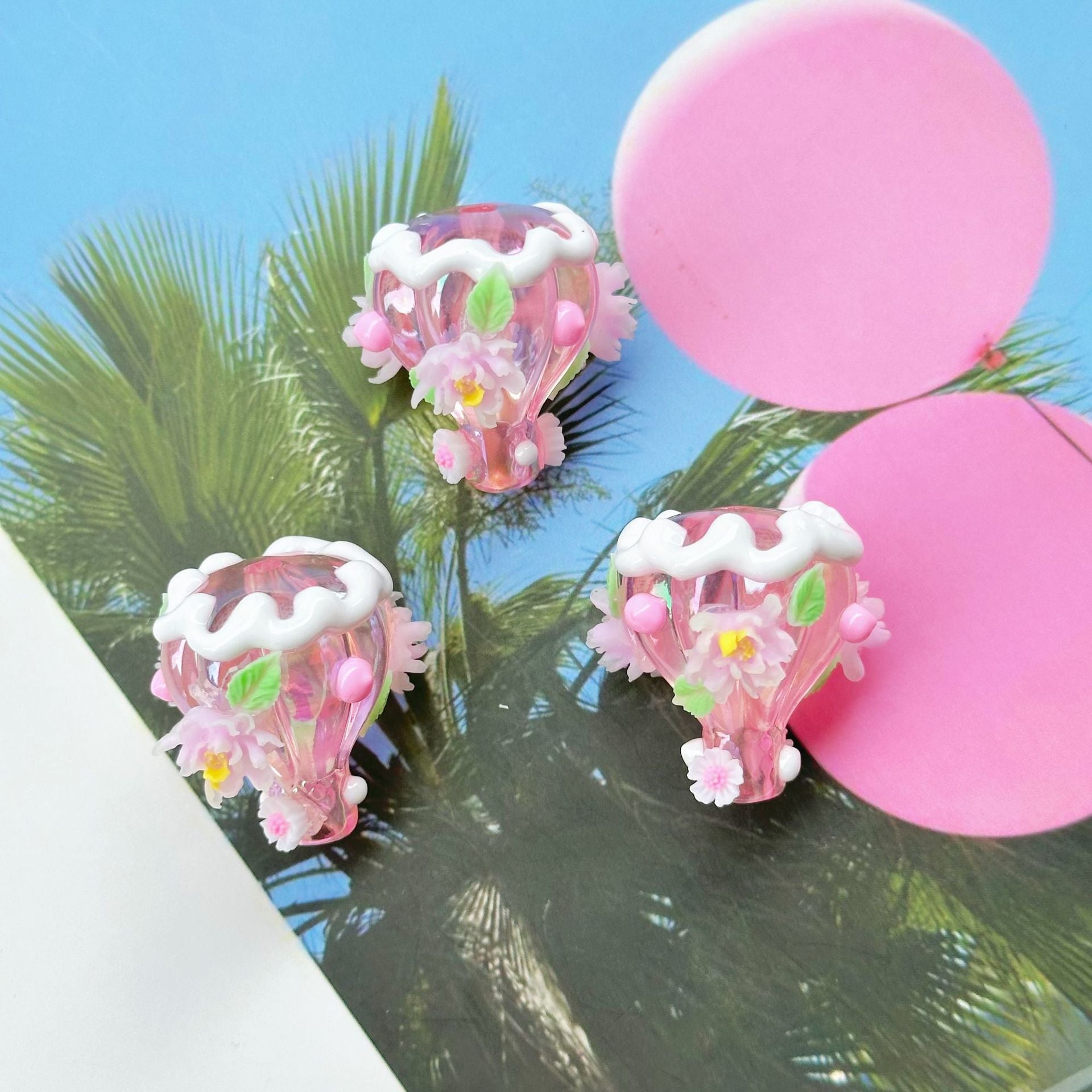 Wholesale 5pcs 3mm High Transparency Hand-painted Hot Air Balloon Beads